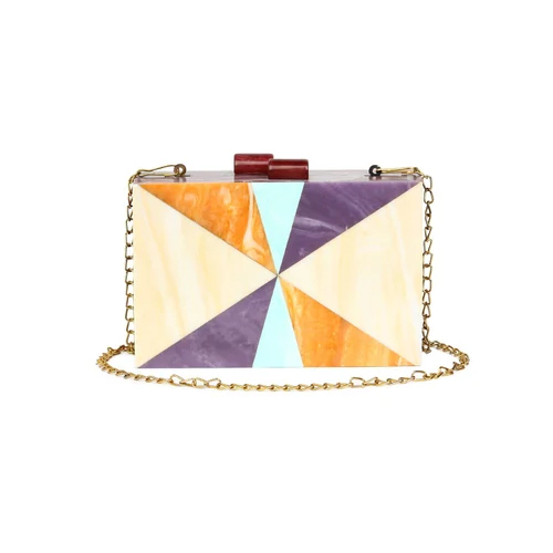 Awesome Blossom Acrylic Clutch Bag - Color: Multicolor