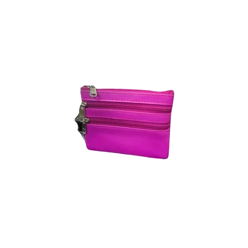 Small Ladies Triple Zipper Wallet - Color: Pink