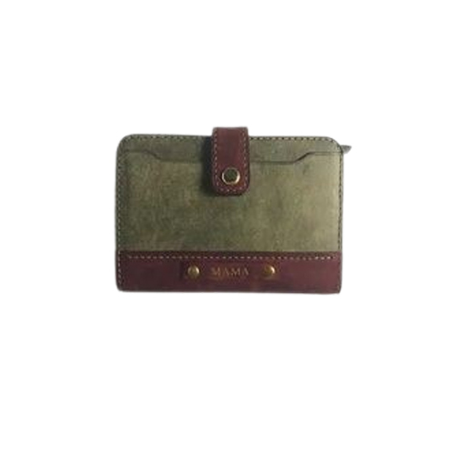 Leather Card Holder - Color: Green & Brown