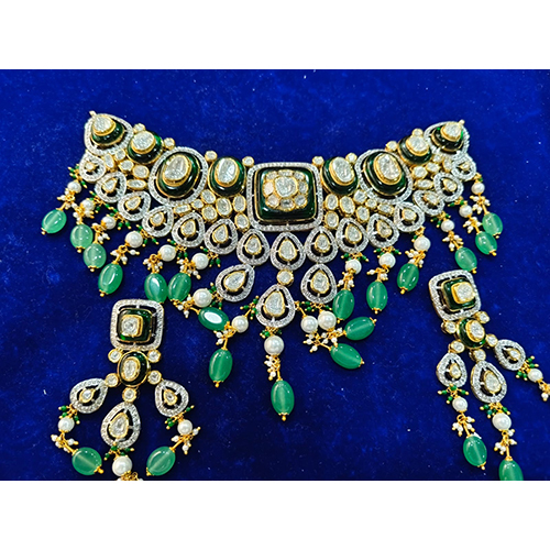 Uncut Diamonds Polki Necklace Set with 14 kt Gold Hallmark