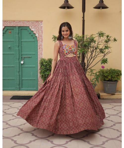 Design a New upcomimg Navratri Festival Anarkali Color Full Length Gown for Women
