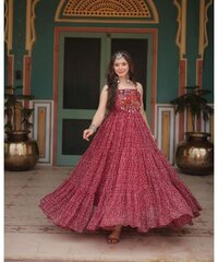 Design a New upcomimg Navratri Festival Anarkali Color Full Length Gown for Women