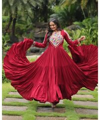 Design a New upcomimg Navratri Festival Anarkali Color Full Length Gown for Women