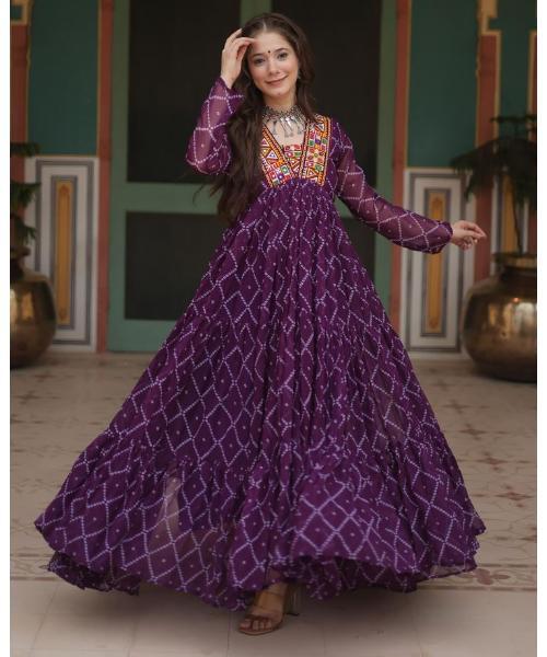 Design a New upcomimg Navratri Festival Anarkali Color Full Length Gown for Women