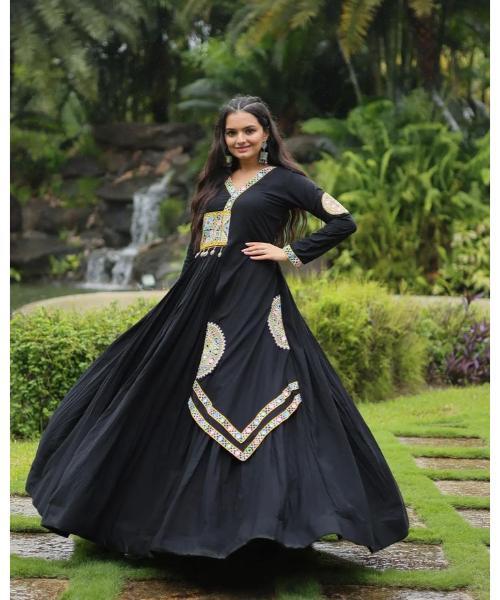 Design a New upcomimg Navratri Festival Anarkali Color Full Length Gown for Women