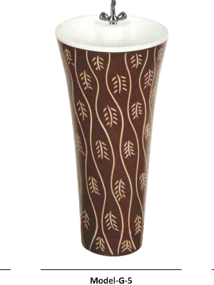 One Piece Printed Leaf Pattern Ceramic Basin