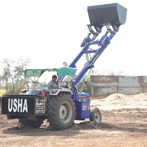 Powertrac Tractor Fitted Telescopic Husk Loader - Finishing: Polished