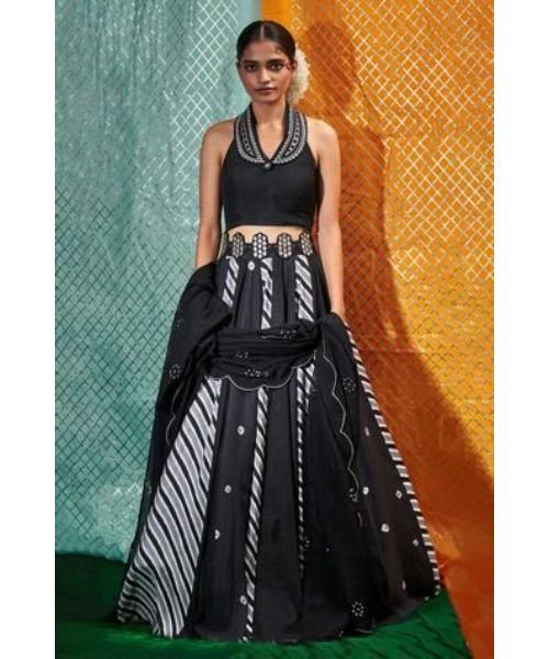 Precious Black Rayon Navratri Lehenga Choli With Dupatta