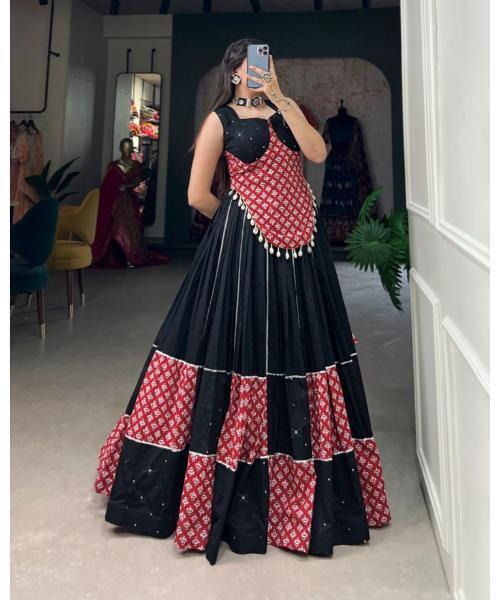 Precious Black Rayon Navratri Lehenga Choli With Dupatta