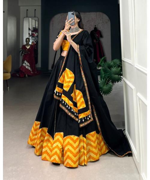 Precious Black Rayon Navratri Lehenga Choli With Dupatta