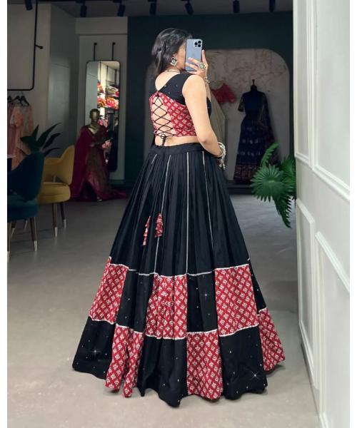 Precious Black Rayon Navratri Lehenga Choli With Dupatta