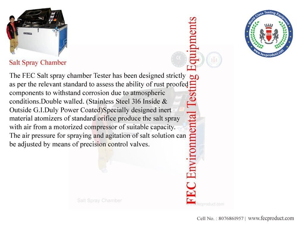 Salt Spray Test Chamber - Accuracy: A 1a C (Temp)