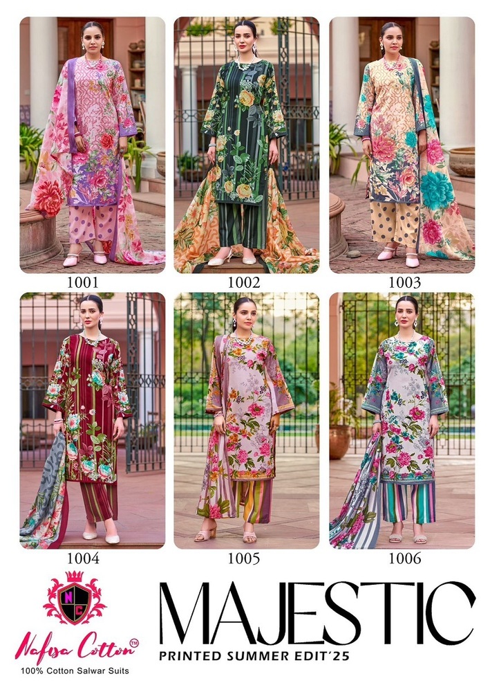 Nafisa Majestic A Karachi Dress Material - Color: Multicolor