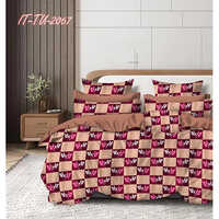 Floral Checkered Bedding Set - Luxury Double Bed Sheets with Pillow Cover