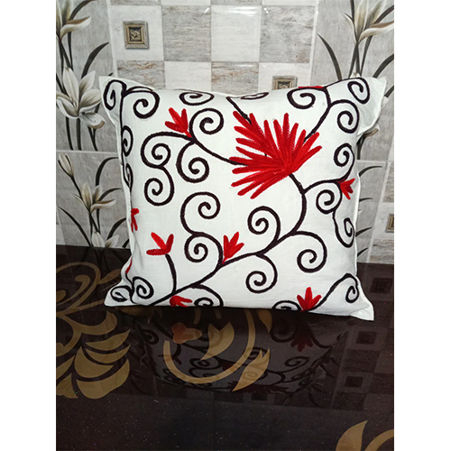 Luxurious Hand-Embroidered Bloom Cushion Cover - 16 x 16 Artisanal Home Decor