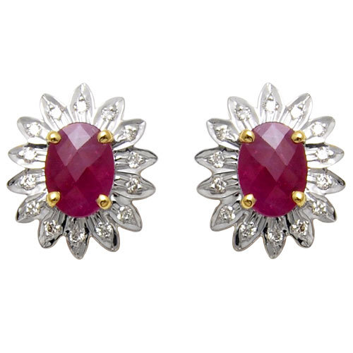 Gold Jewelry Set - 18K White & Yellow Gold, 4.94g Weight | Genuine Ruby 1.78cts, Customizable Designs for Women, Ideal for Weddings & Parties