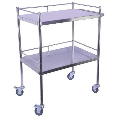 Instrument Trolley - Stainless Steel, Silver Finish | Heavy Load Capacity, Unmatched Strength, Optimal Longevity, Suitable For Hospital Use