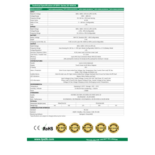 60kva Online Ups For Factory And Industrial Loads - Color: Black