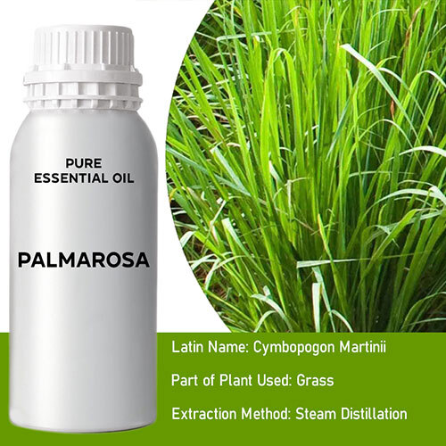 Palmarosa Oil - Liquid, 1 Kilogram, 100% Pure | Derived from Cymbopogon Martini Leaves, Moisturizing and Antiseptic Properties, Sweet Floral Odour