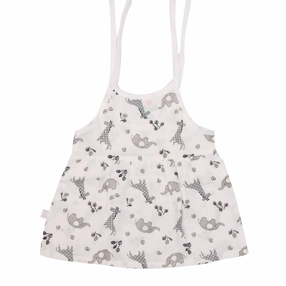 Organic Cotton Muslin Printed Knotted Frock