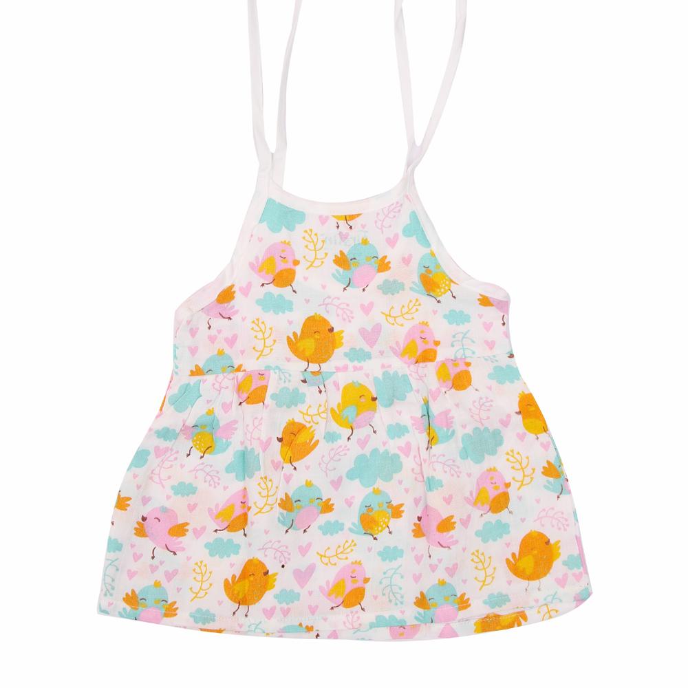 Organic Cotton Muslin Printed Knotted Frock