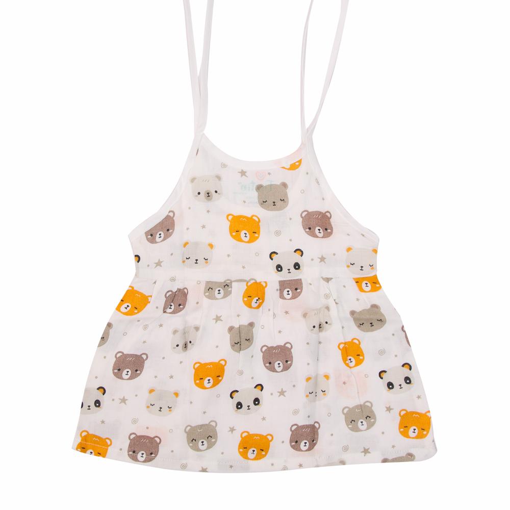 Organic Cotton Muslin Printed Knotted Frock