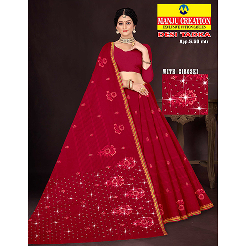Desi Tadka Cotton Saree - Color: Multicolor Available