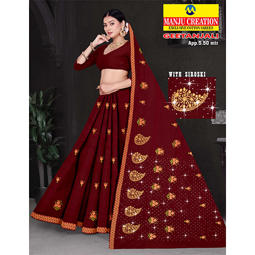 Geetanjali Cotton Saree - Color: Multicolor Available
