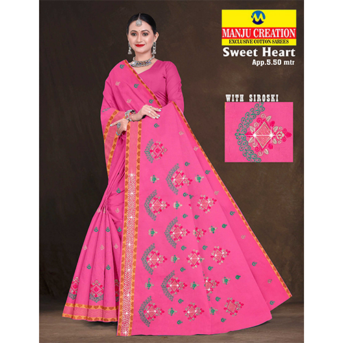 Sweet Heart Cotton Saree - Color: Multicolor Available