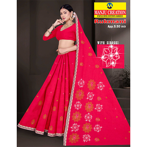 Rukmani Cotton Saree - Color: Multicolor Available
