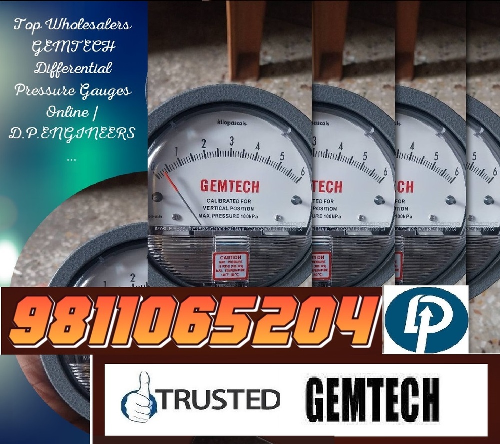 Popular Cities GEMTECH Differential Pressure Gauge Wholesalers for Hyderabad