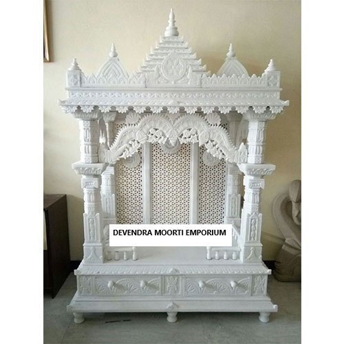 Marble Home Temple with LED & Bell Design