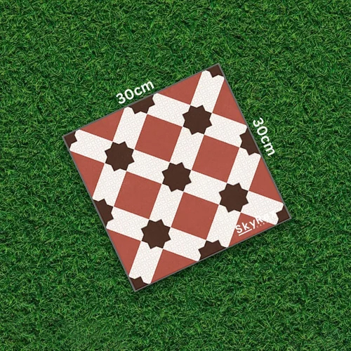 Ceramic Red Moroccan Floor and Wall Tile (300x300mm, Matt)