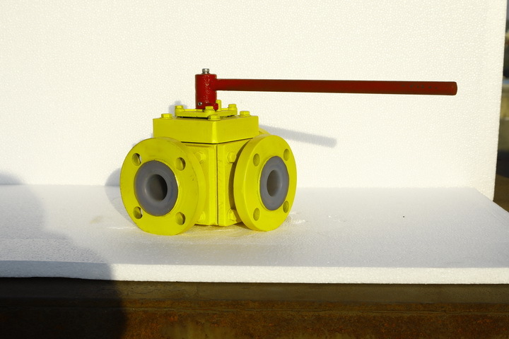 PFA Lined Three Way Ball Valve