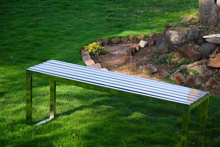 Stainless Steel Bench - 4 Feet, Sleek Silver Color, Modern Appearance, Rust-proof, Durable, Polished Finish For Outdoor Use