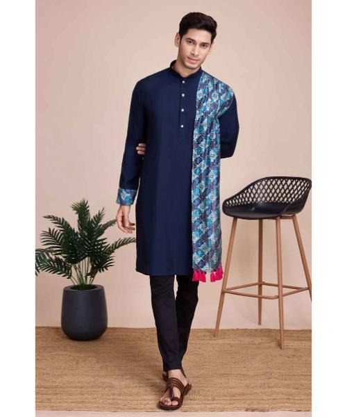 Navratri Kurta For Men With Stritched Navratri Patta - Cotton Fabric, Available Sizes: M, L, Xl, Xxl, Elegant Green Color For Festive Celebrations