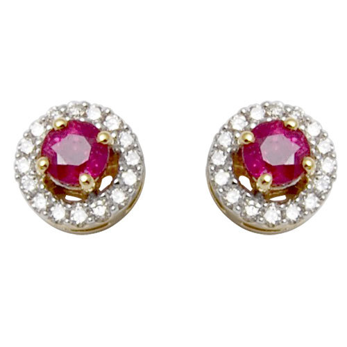 Tops Earrings Jewelry In Ruby, Ruby Diamond Tops, Ruby Diamond Studs Gender: Women's