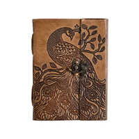 Peacock Design Leather Journal Emboss Diaries - Binding: Perfect Binding