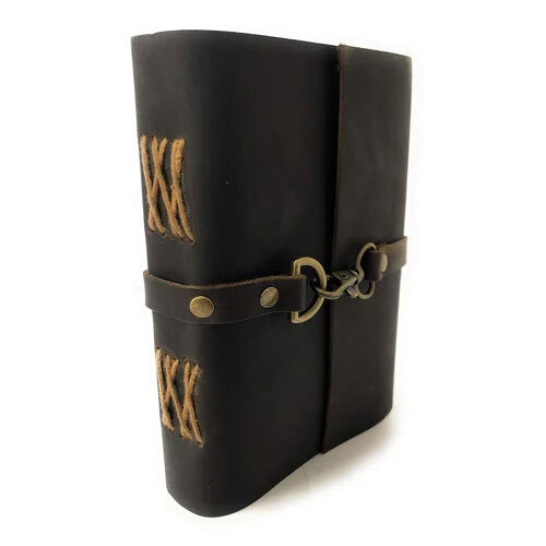Vintage Handmade Leather Journal with Lock Rustic Brown Diary