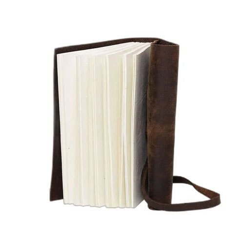 Tie Closure Flape Leather Journal - Binding: Perfect Binding