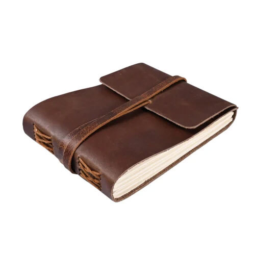 Crunch Brown Leather Journal Sketchbook Unruled