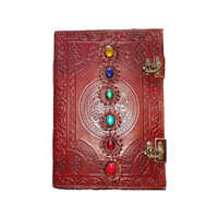 Chakra Six Stone Leather Journal A4 Handmade Paper Unruled