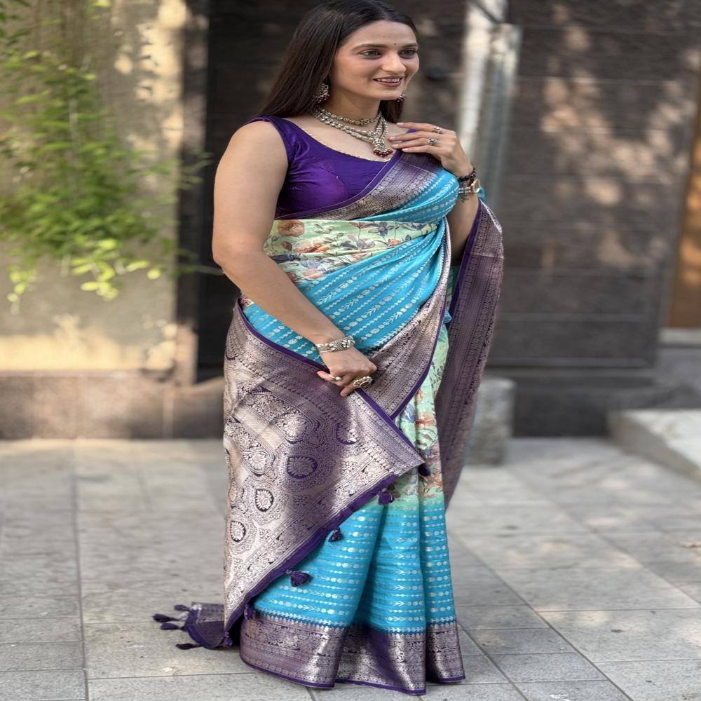 Digital Maysure Crepe Saree - Color: Multicolor