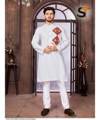 NAVRATRI COTTON STYLISH EMBROIDERY MENS KURTA PAJAMA