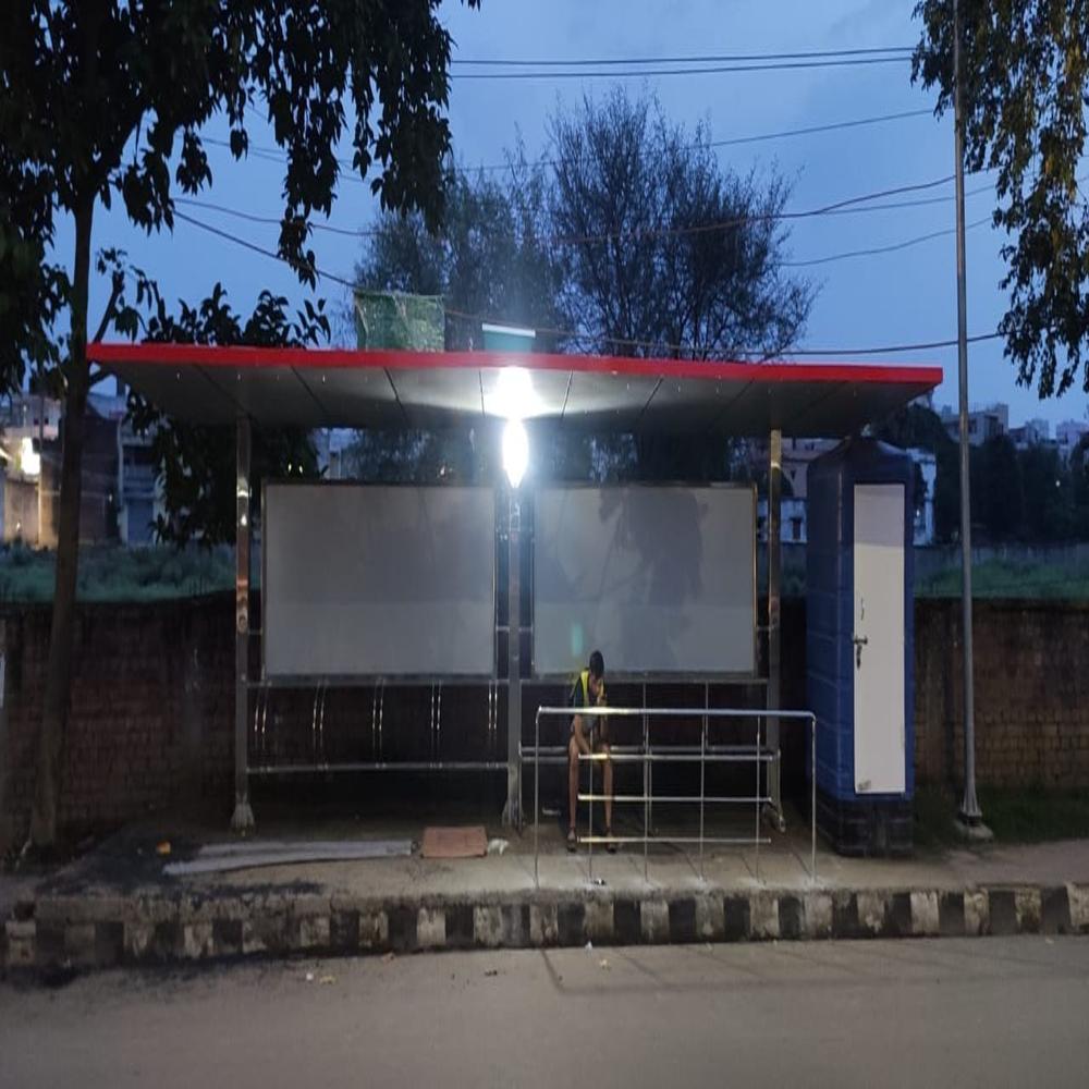 Stainless Steel Bus Stop Shelter with Solar Panel