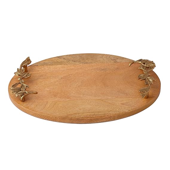 Oval Wooden Serving Tray - Color: Brown