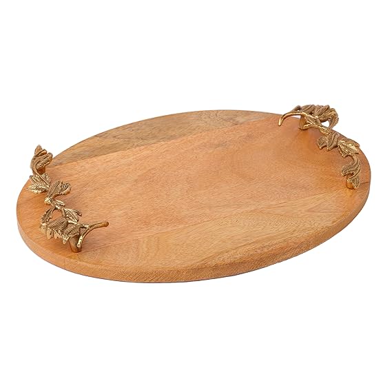 Oval Wooden Serving Tray - Color: Brown