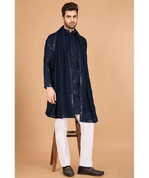 Viscose Fabric Embroidered Traditional Kurta For Mens Wear