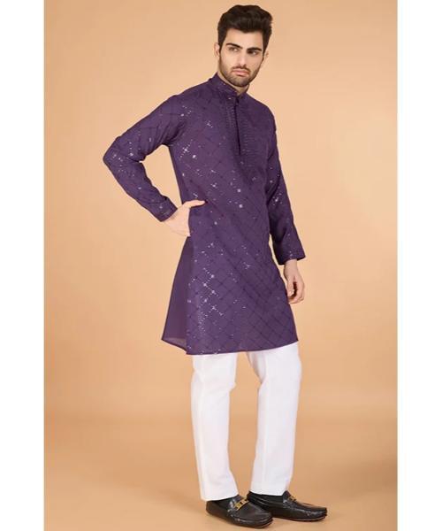Viscose Fabric Embroidered Traditional Kurta For Mens Wear