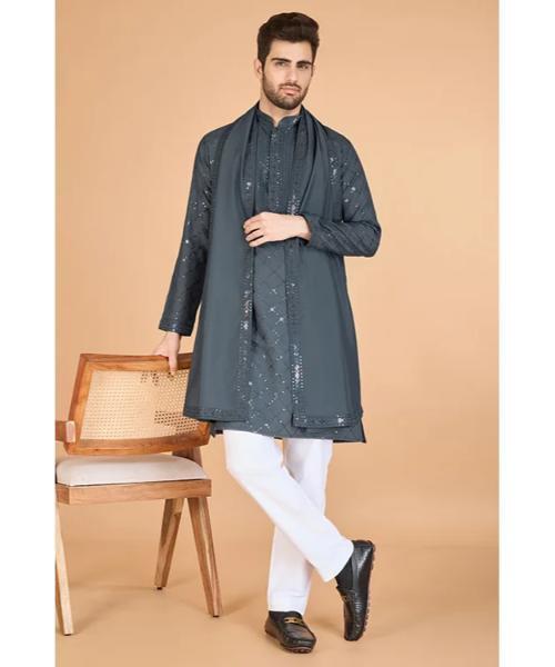 Viscose Fabric Embroidered Traditional Kurta For Mens Wear